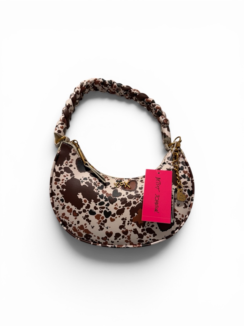 Betsey Johnson Brown Cow Print Shoulder Bag - NWT